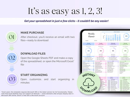 Digital Daily & Weekly Productivity Planner – Instant Download